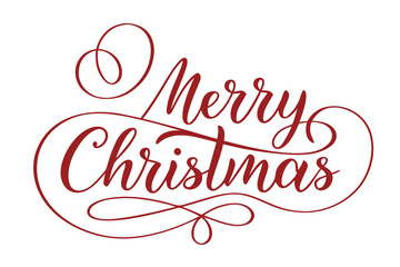 merry christmas lettering on transparent background. Merry Christmas Lettering Vector Red Letters With Outline On White Typography For Holiday Greeting Card, Poster, Banner on transparent background.