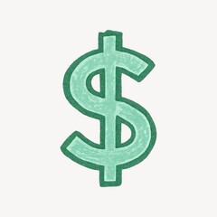 Obraz premium Green textured dollar symbol