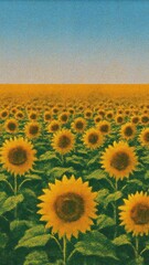 Naklejka premium Vibrant sunflower field mobile wallpaper