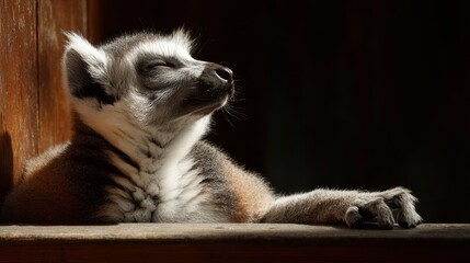 Obraz premium A lemur basking in the noon sun