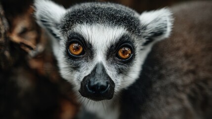 Obraz premium A lemur s face directed at the camera