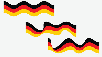 Set of three vector graphics of flag of Germany in wavy wind style