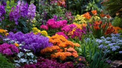 Obraz premium A lively array of colorful flowers in a flourishing garden