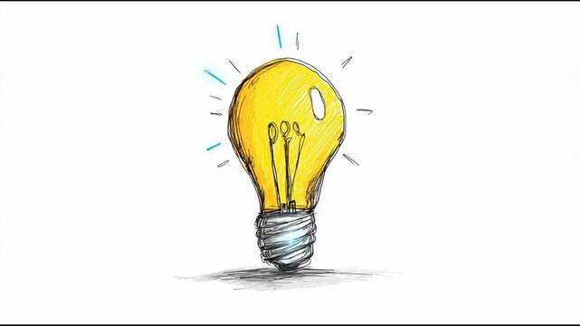 Light Bulb Idea: Hand-Drawn Creativity on White