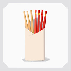 Pair of wooden chopsticks in paper sleeve