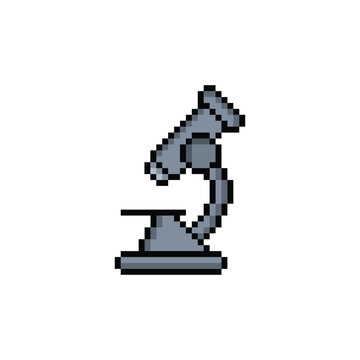 pixel microscope icon. Vector pixel art 8 bit logo for game