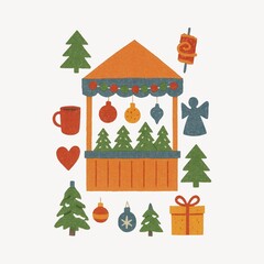 Fototapeta premium Festive market stall illustration