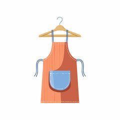 Cotton apron hanging on hook