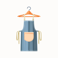 Cotton apron hanging on hook