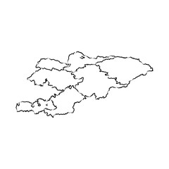 Kyrgyzstan map, vector sketch