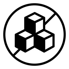 Obraz premium No sugar cubes solid icon, sugar free concept, sugar-free sign on white background, glyph style for mobile web design. Vector graphics.