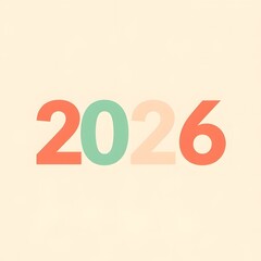 2026 Year: Modern Style Graphic Design with Colorful Abstract Background and Pastel Colors for New Year Calendar