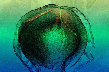 Abstraktes dynamisches futuristisches digitales Kunstwerk ohne Mithilfe von "KI " am PC selbst erstellt	