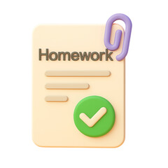 3d icon of homework assignment with check mark