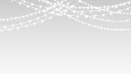 Garland decoration christmas festive glowing ribbons across winter holiday banner.