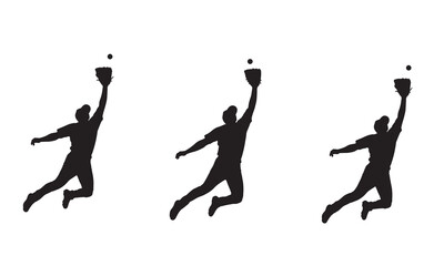 Three athletic figures reaching for a torch silhouette