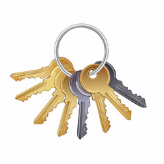 Set of brass keys on ring