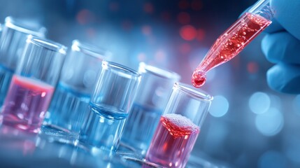 In a bright lab, researchers work passionately on a tablet, analyzing data while handling vibrant test tubes filled with various liquids. The atmosphere is charged with innovation and teamwork