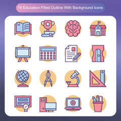 Creative Learning And Knowledge Growth Filled Outline Icon Set 1
