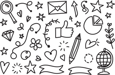 Creative Hand Drawn Doodle Icon Set Vector Sketch Abstract Elements