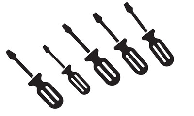 Collection of screwdriver icons silhouette