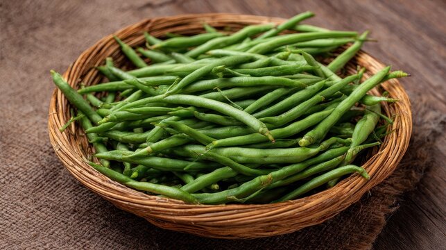Fresh Indian green cluster beans also called guwar or guar beans