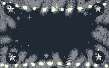 Festive Christmas Background with Pine Branches and Ornament Decoration for Holiday Season Celebrations and New Year Greetings