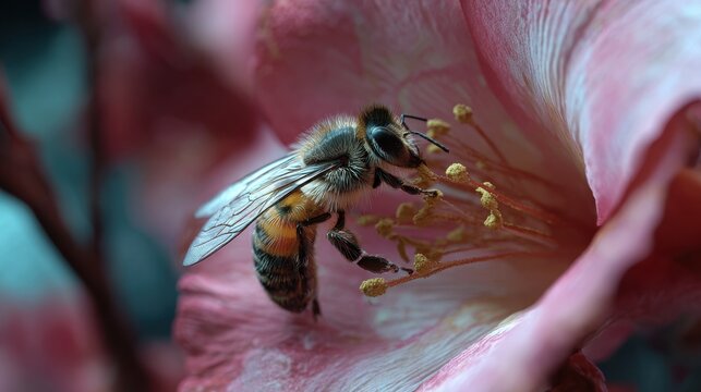 closeup de abelha pousando em flor