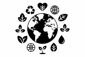 Eco Friendly World with Environmental Icons Promoting Sustainability and Ecological Balance for a Green Future