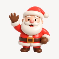 Fototapeta premium Cheerful cartoon Santa waving.