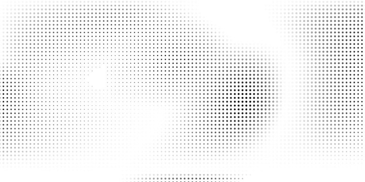 Grunge dotted halftone gradient background. Faded grit noise texture. White and black wallpaper. abstract