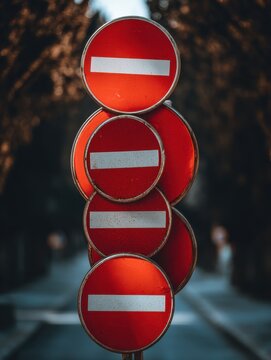 regulation written on multiple road sign no logos no brands ar 34