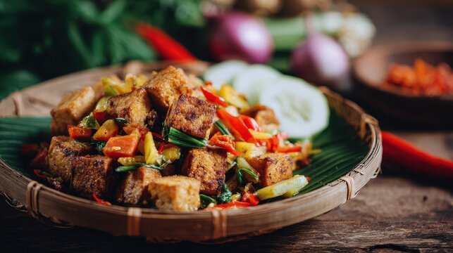 Fried tofu vegetable snack from Indonesia is known as tahu susur