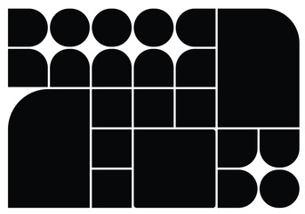 Set of grid layout geometric shape