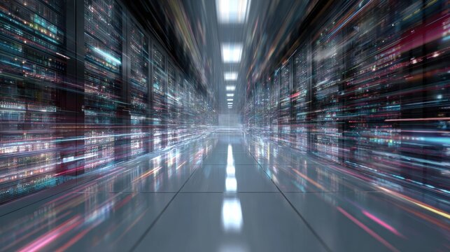 data flow visualization in modern data centers technology environment digital art perspective