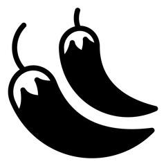 Two peppers solid icon, japanese food concept. Vector graphics. Hot peppers pair, vegetables sign on white background, style icon mobile or web design.