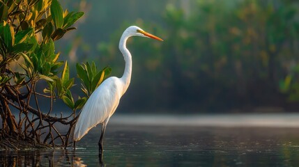 Naklejka premium Image of a Great Egret in Sundarbans India