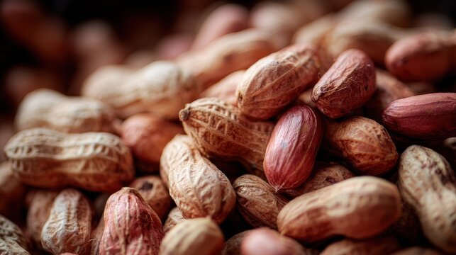 Image of a heap of raw unpeeled peanuts