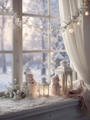 cozy winter window decorated