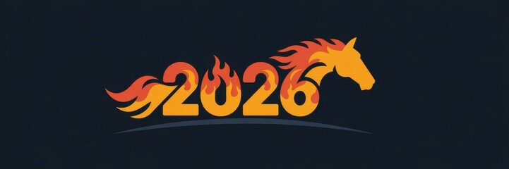 The banner is 2026, with the image of a fire and a horse on a black background.