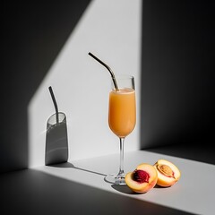 Refreshing Peach Cocktail in Sunlight