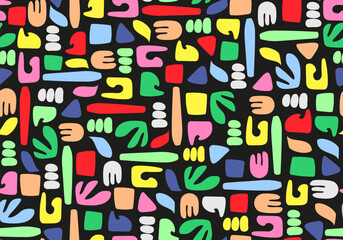 Seamless abstract pattern with different colored elements to create fabrics.