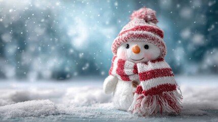 a snowman standing in a snowy field