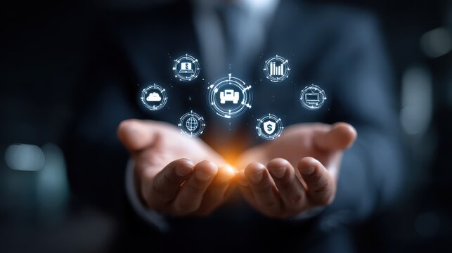 faceless businessmans hands holding virtual risk management icons defocused corporate background business and operational security network financial risk mitigation strategies - Powered by Adobe