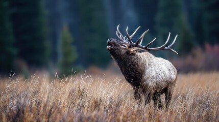 Majestic elk bull s vocalization during rutting season 7x7 8x7 8x8