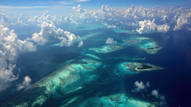 Fototapeta Maldives seen from above ocean islands and natural beauty
