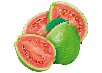 composição de goiabas vermelhas maduras isolado em fundo transparente