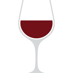 Elegant minimalist vector illustration of a wine glass filled with rich red wine, simple icon design