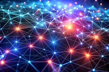 Abstract digital network connections with glowing lights representing data and technology