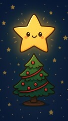 Fototapeta premium Cute festive starry night mobile wallpaper